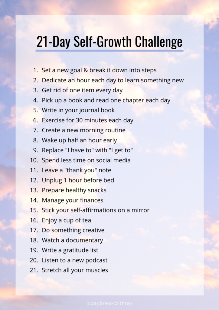 21-Day Self-Growth Challenge to change your life now