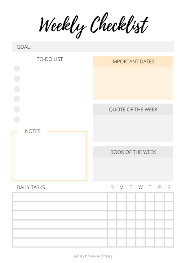 Daybreak Weekly Templates to Boost Your Productivity Levels - Daybreak ...