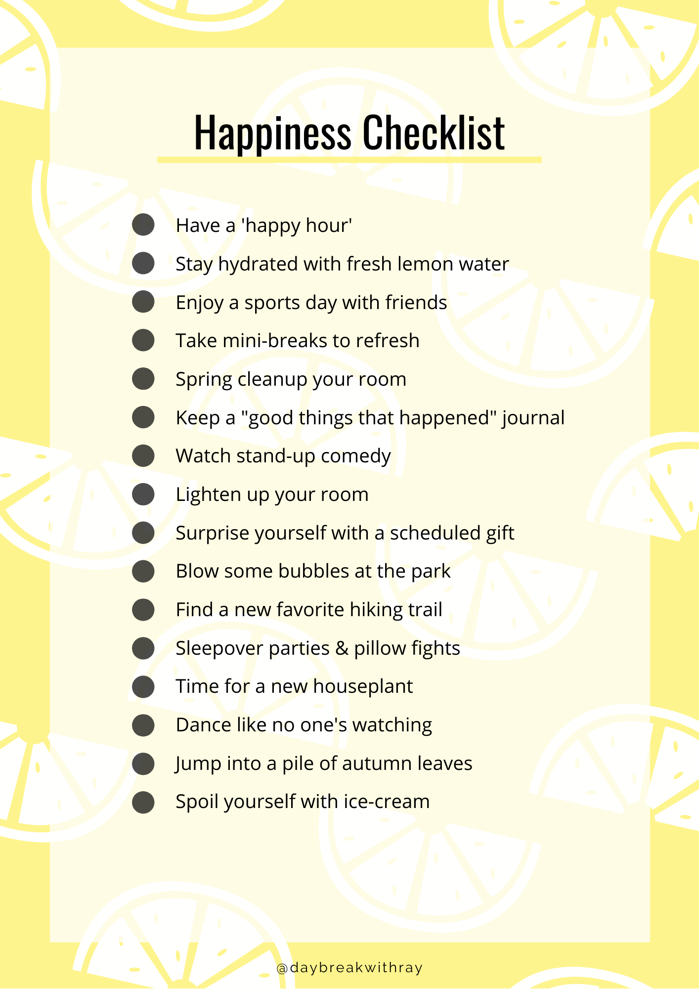 Happiness Checklist