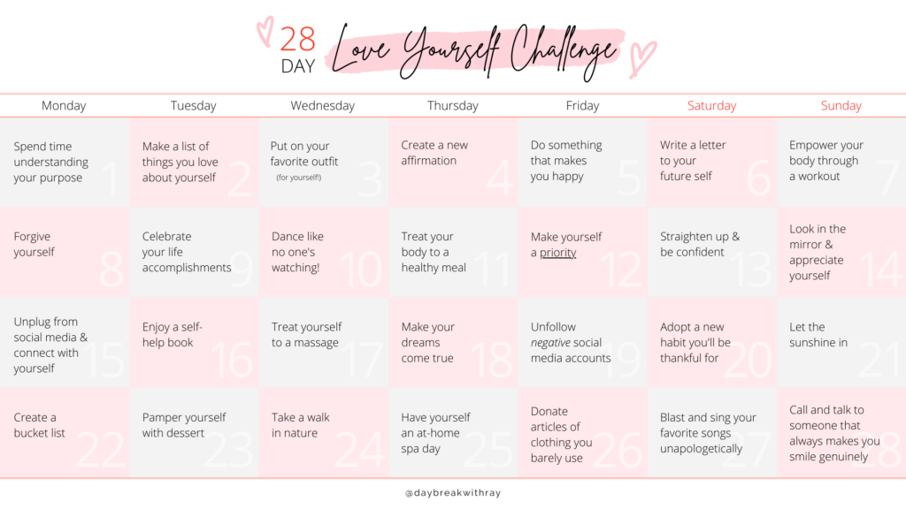28-Day Love Yourself Challenge