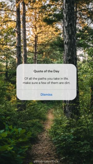 Nature Quotes - Of all the paths you take in life, make sure a few of them are dirt.