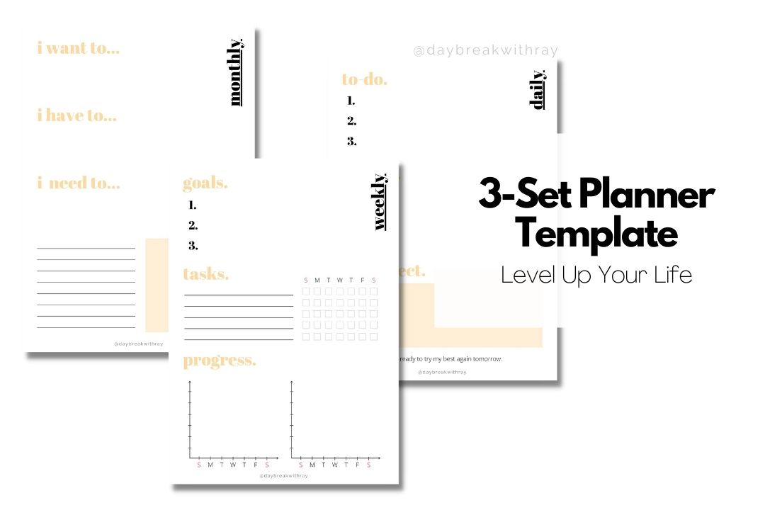 3-Set Free Planner Template to Level Up Your Life - Daybreak with Ray
