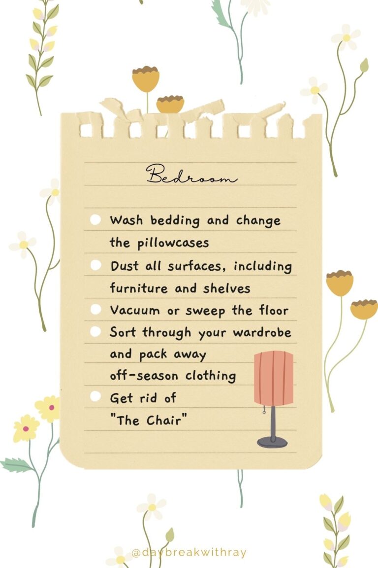 Spring Cleaning Checklist - Bedroom