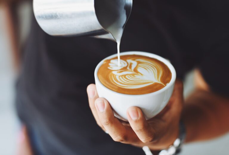 Barista making latte art