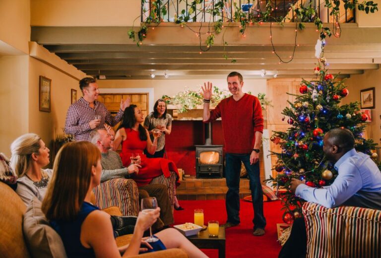 Host a holiday-themed game night with trivia or charades