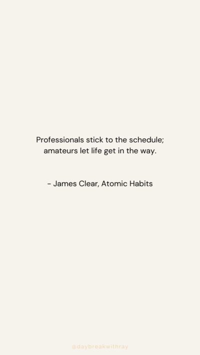 Professionals stick to the schedule; amateurs let life get in the way